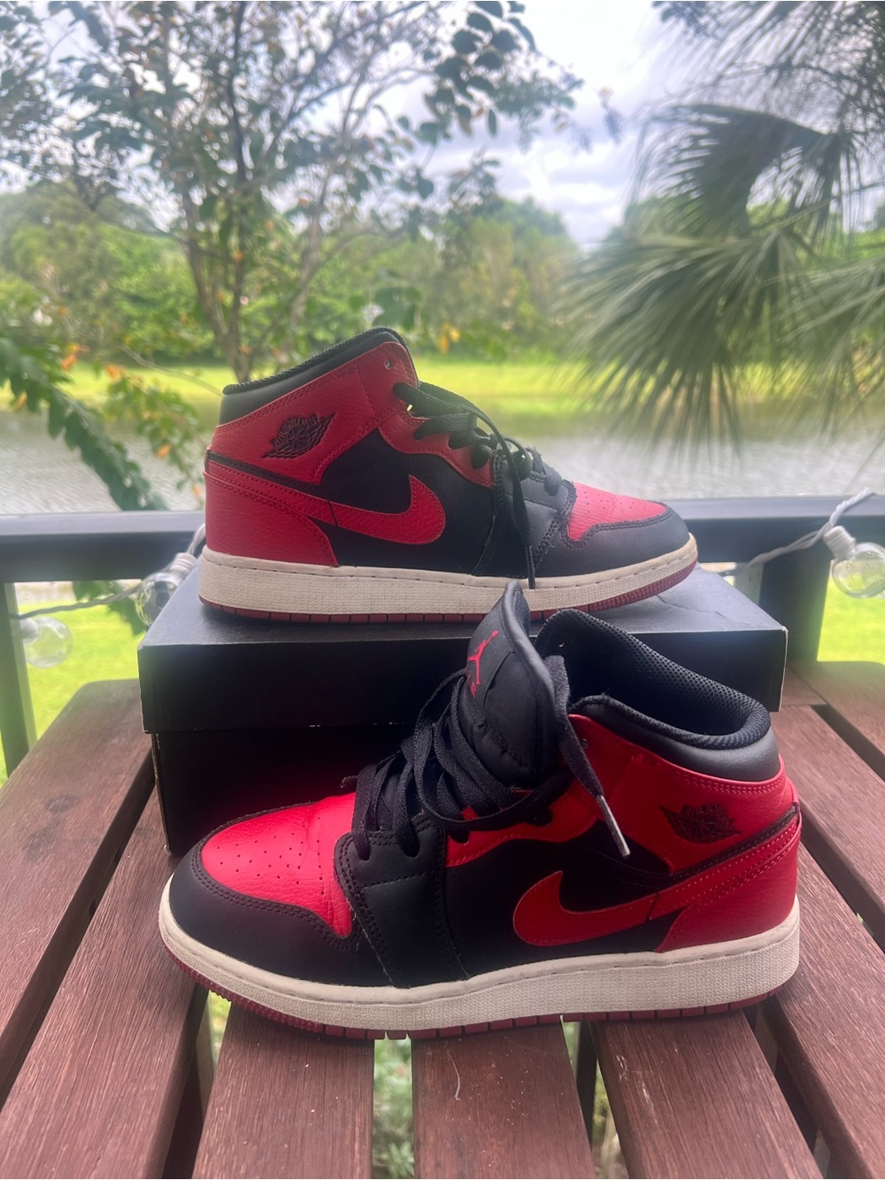Nike Kids Air Jordan 1 Mid Sneakers - Black & Red